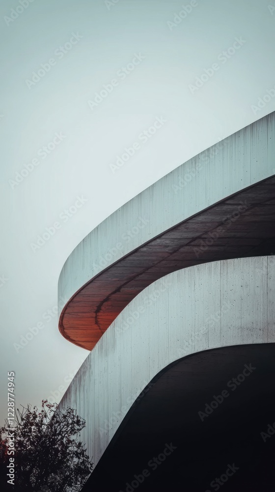 Obraz premium Abstract Modern Architecture Concrete Curves Urban Design Minimalist Building Exterior