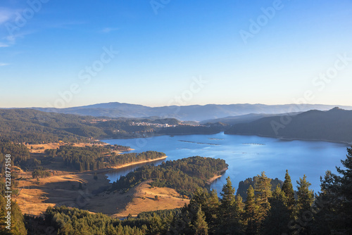 landscape of Dospat lake in Bulgaria