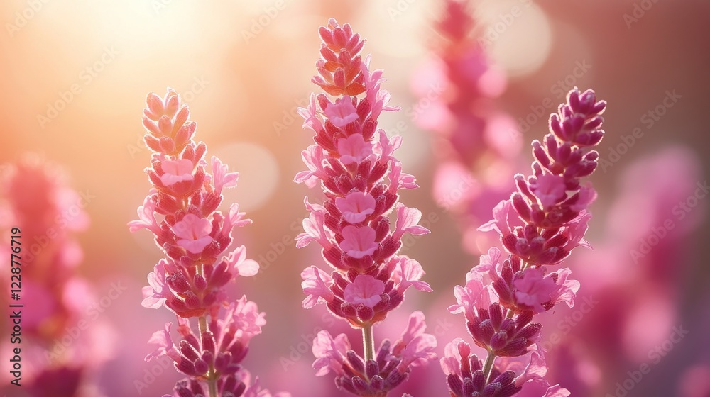 Sunset Lavender Field Bloom Closeup Sunset Lavender Field Bloom Closeup