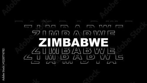 Zimbabwe country name on transparent background.