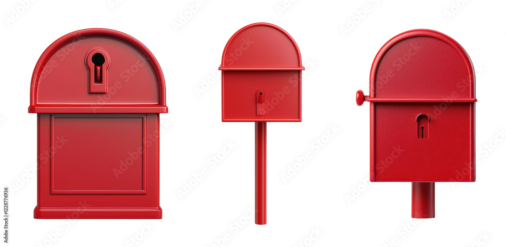 Collection of three classic red mailboxes Collection of three classic red mailboxes