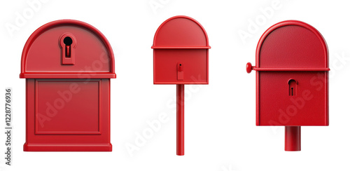 Collection of three classic red mailboxes