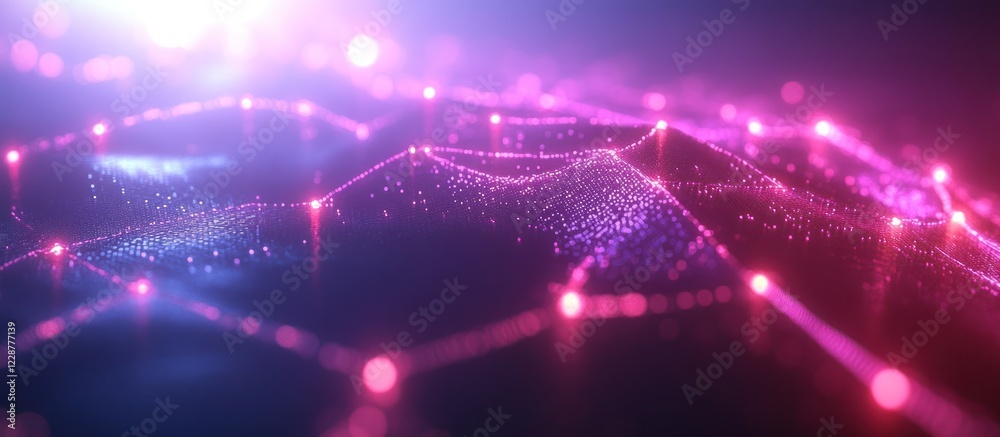 Obraz premium Abstract Pink and Blue Digital Landscape.