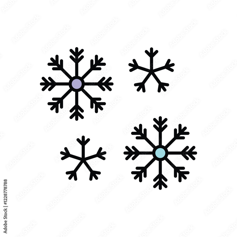 Snowflake icon isolated on a white background. Vector illustration.