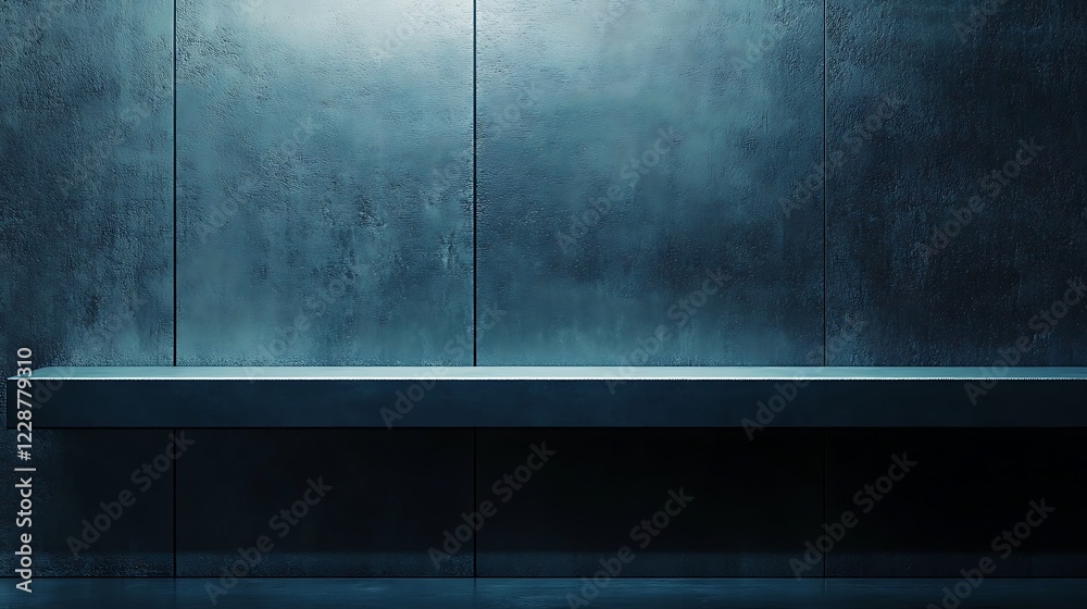 Dark Teal Wall With Metal Shelf Display Dark Teal Wall With Metal Shelf Display