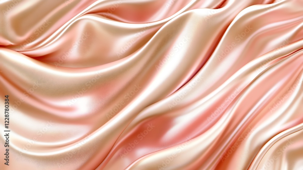 Fototapeta premium Elegant Draped Peach Colored Silk Fabric Texture
