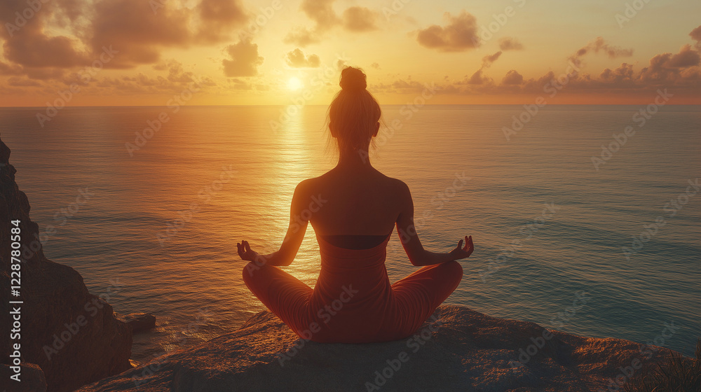 woman in lotus position meditating, yoga and healthy lifestyle, energy balance . Generative AI woman in lotus position meditating, yoga and healthy lifestyle, energy balance . Generative AI