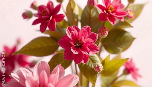 Vibrant Pink Dahlia Bouquet Closeup Photography