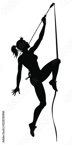 Rock climbing silhouette woman vector