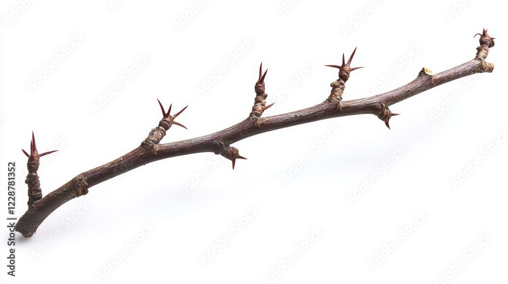 Twig with thorns isolated on white background Twig with thorns isolated on white background