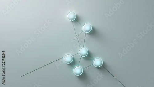 Glowing Network Nodes on Soft Gray Background for Tech and Business