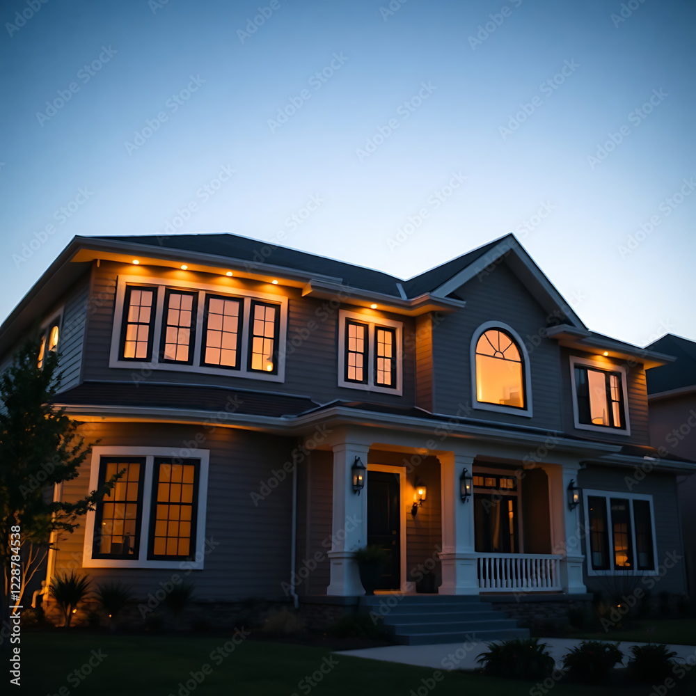 Luxury Home Exterior at Night: Modern House Design and Architecture Luxury Home Exterior at Night: Modern House Design and Architecture