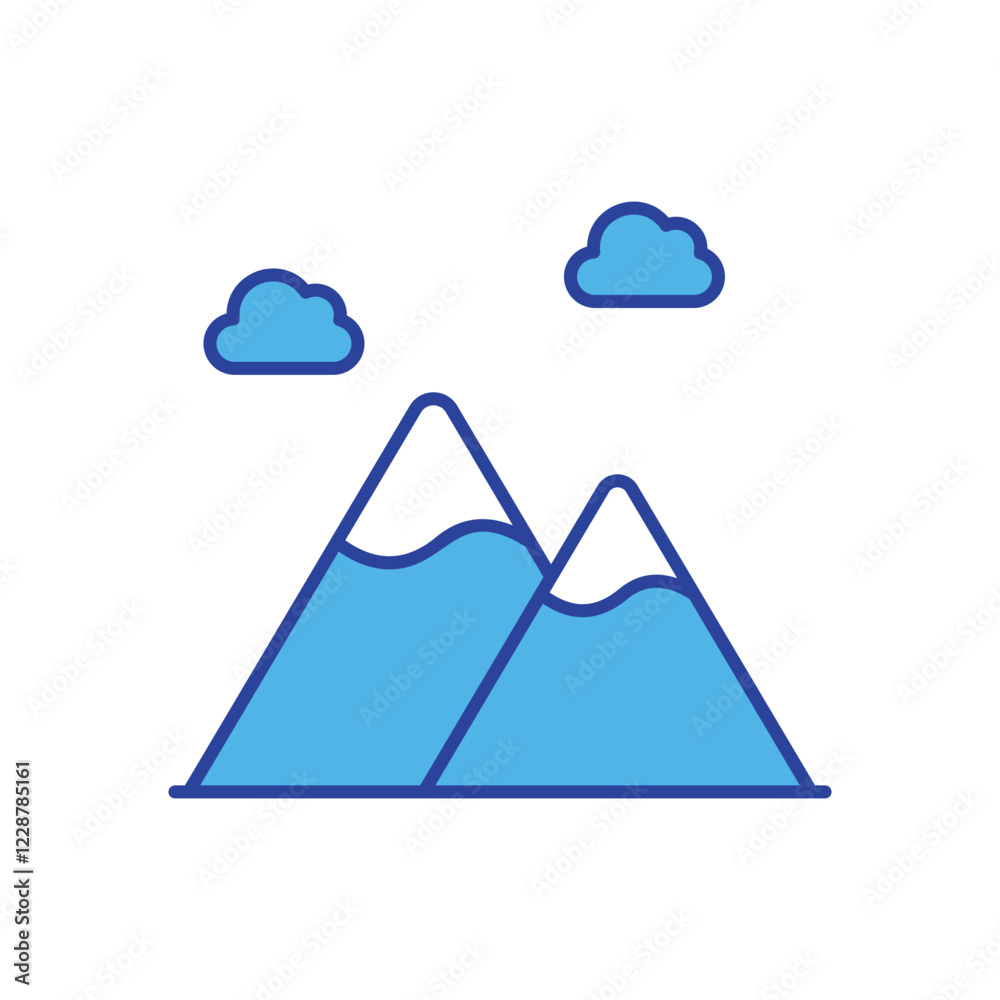 Mountain icon isolated on a white background. Vector illustration. Mountain icon isolated on a white background. Vector illustration.