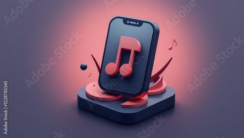 music app icon set against. icon represents a digital music platform, inviting users to explore and enjoy their favorite tunes.