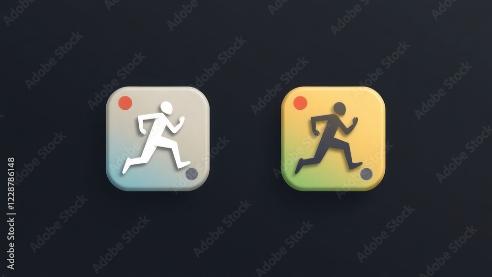 Displays a silhouette of a runner. Running icon. icon has a modern and dynamic design, suggesting themes of fitness and energetic. users interested in running or fitness tracking app Displays a silhouette of a runner. Running icon. icon has a modern and dynamic design, suggesting themes of fitness and energetic. users interested in running or fitness tracking app