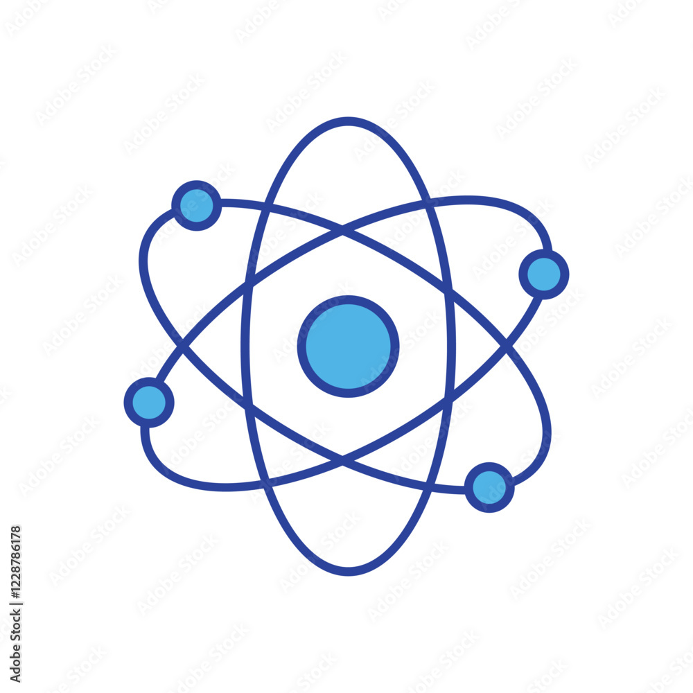 Atoms icon isolated on a white background. Vector illustration. Atoms icon isolated on a white background. Vector illustration.