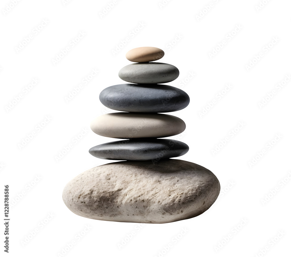 A set of four balancing rocks against a white backdrop A set of four balancing rocks against a white backdrop