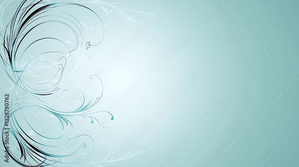 Abstract Teal Swirls and Floral Design Background