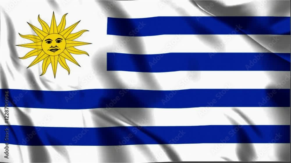Uruguay waving flag, Uruguay 3D flag, Flag of Uruguay waving Animation, Uruguay waving flag 4K Footage