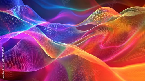 Abstract Waves of Colorful Light Flowing Through Space, Creating a Visual Symphony of Vibrant Hues and Fluid Motion, Perfect for Digital Art and Backgrounds