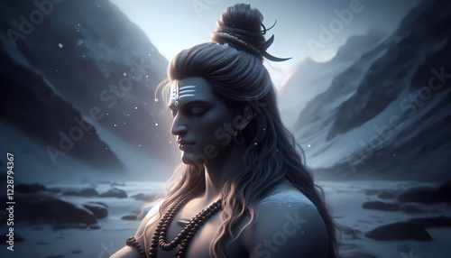 Lord Shiva God Shiva meditation on the mountain - maha shivaratri