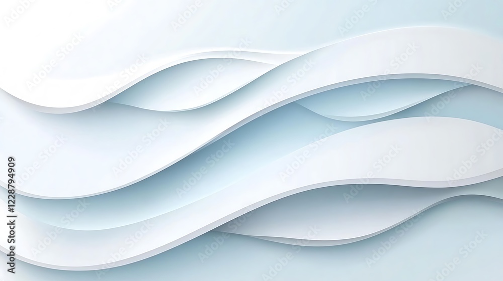 Fototapeta premium Abstract White Waves Soft Blue Background
