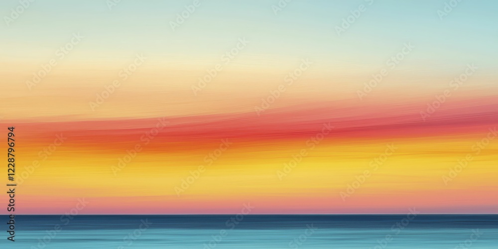 A serene gradient sky at sunset transitions from soft blue to warm hues of orange, pink, and purple, mirrored by calm ocean waters. A serene gradient sky at sunset transitions from soft blue to warm hues of orange, pink, and purple, mirrored by calm ocean waters.