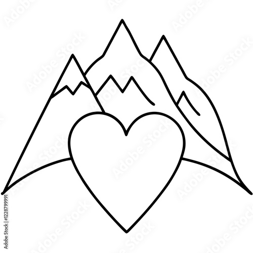 Elegant Line Art Mountain in a Heart