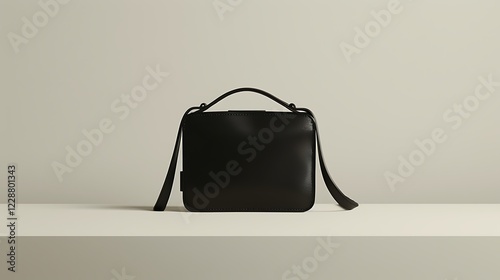 A classic wristlet purse in black with a detachable strap placed on a white surface.