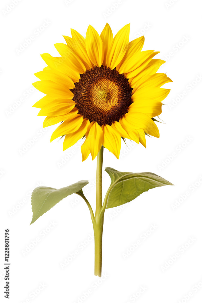 Fototapeta premium Full view of sunflower isolated on transparent background. Generative ai