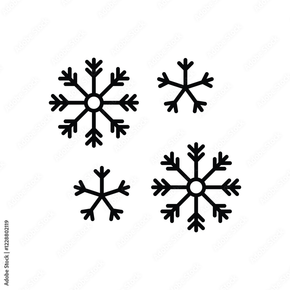 Snowflake icon isolated on a white background. Vector illustration.