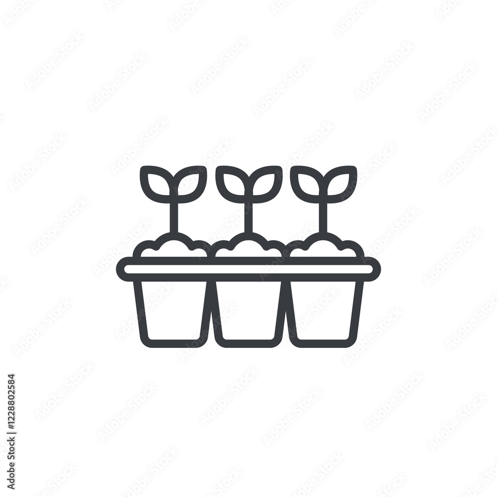 Fototapeta premium Seedlings Tray line icon