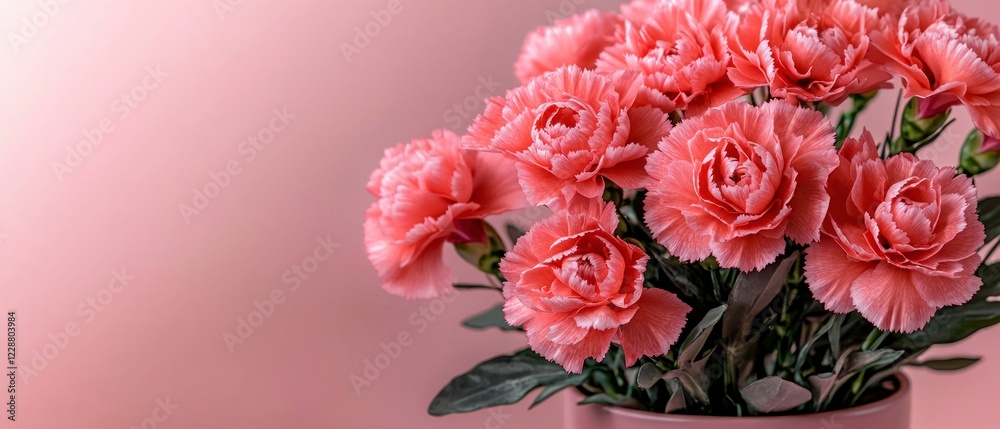 Beautiful Pink Carnations Bouquet Floral Arrangement Soft Pastel Background Beautiful Pink Carnations Bouquet Floral Arrangement Soft Pastel Background
