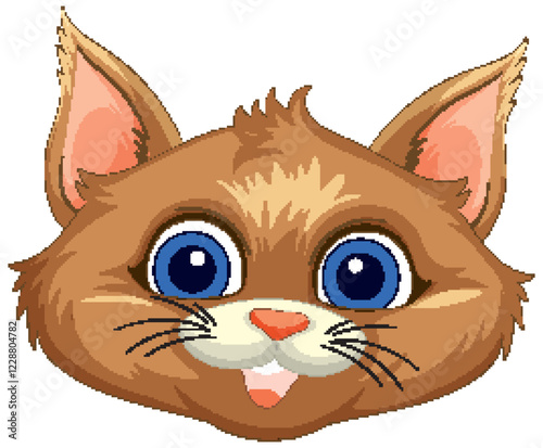 Cute Cartoon Cat Face Illustration