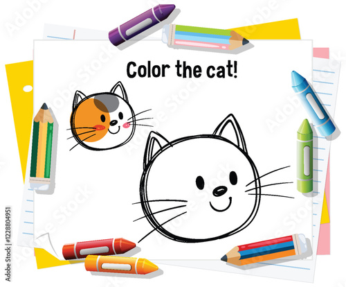 Colorful Cat Doodle Illustration Activity
