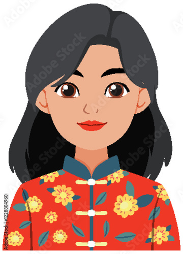 Woman in Traditional Floral Costume