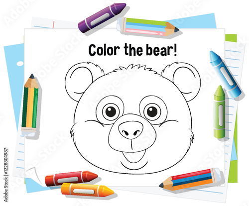 Colorful Bear Doodle for Kids