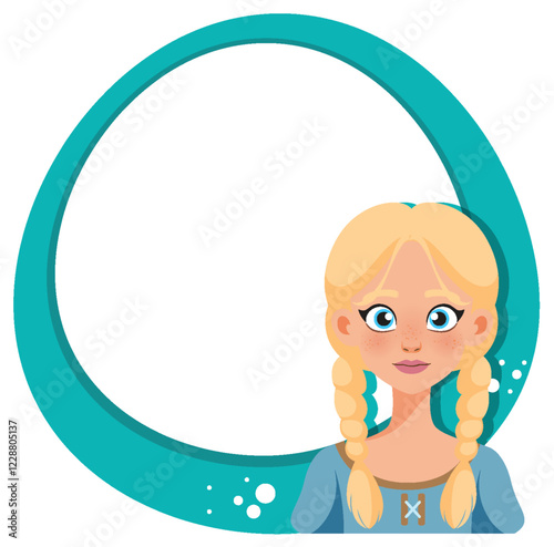 Blonde Girl with Braids Illustration