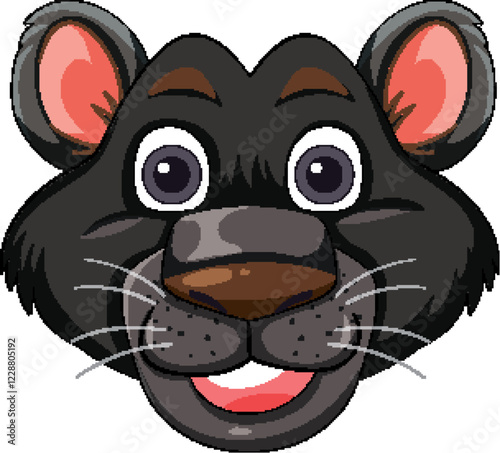 Smiling Cartoon Black Panther Face