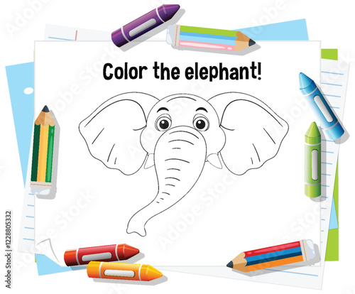 Color the Elephant Doodle Fun