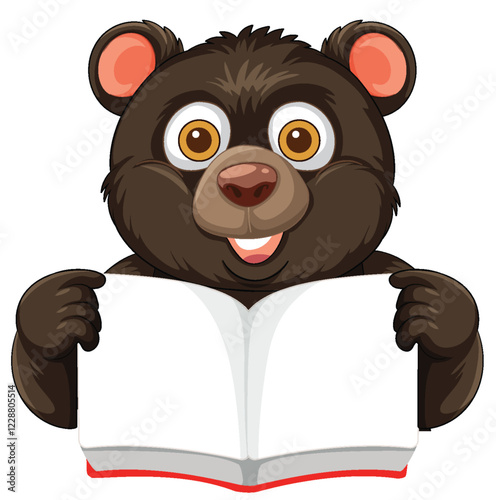 Bear Reading a Book Illustration