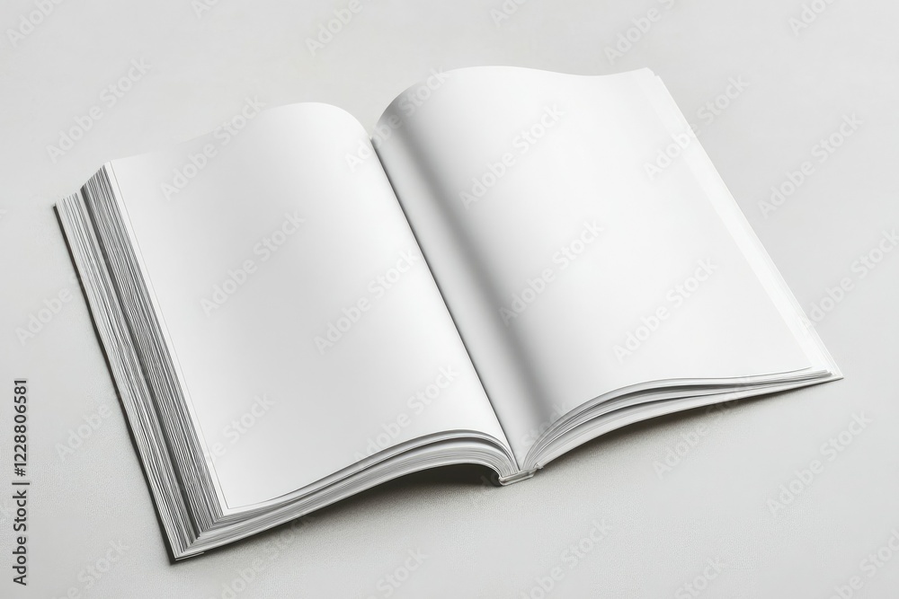 Sharp Picture of Blank White Opened Magazine Mockup, Isolated, Top View Sharp Picture of Blank White Opened Magazine Mockup, Isolated, Top View