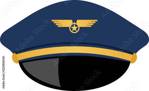 pilot hat with badge illustration