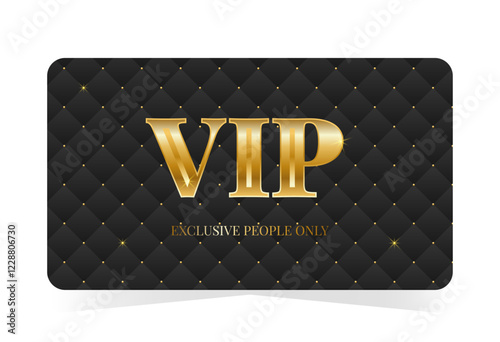 Premium gold trimmed membership VIP card, exclusive people only. Black leather background. Vector illustration on transparent background