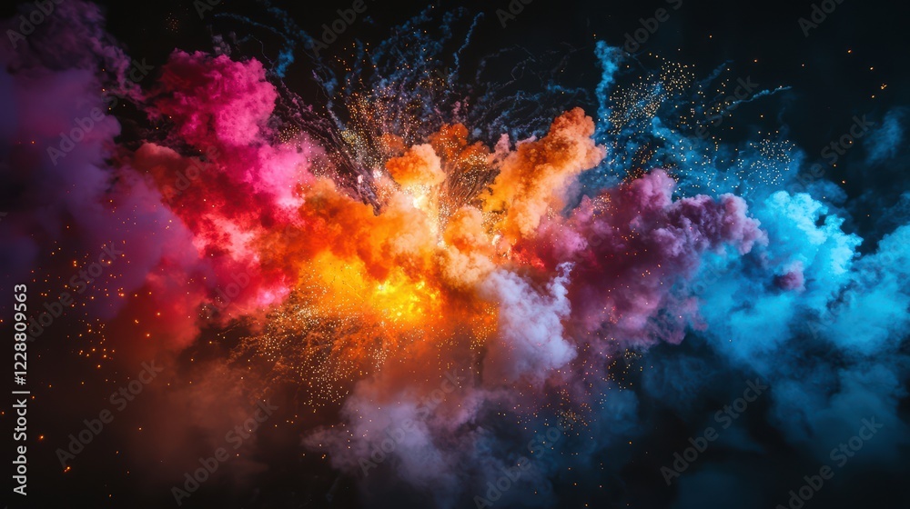 Obraz premium Colorful Smoke Explosion Creating Artistic Abstract Background