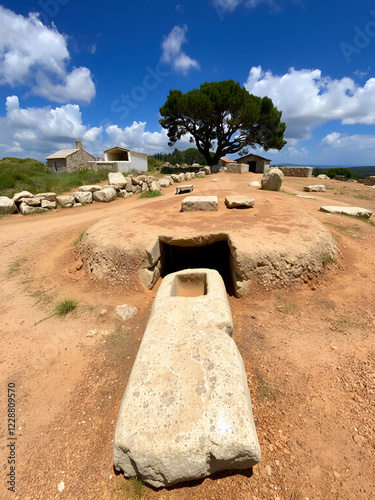 Tomb of the Punic necropolis, Carthaginian and Punic settlement of Monte Sirai, Carbonia, Sardinia, Italy photo