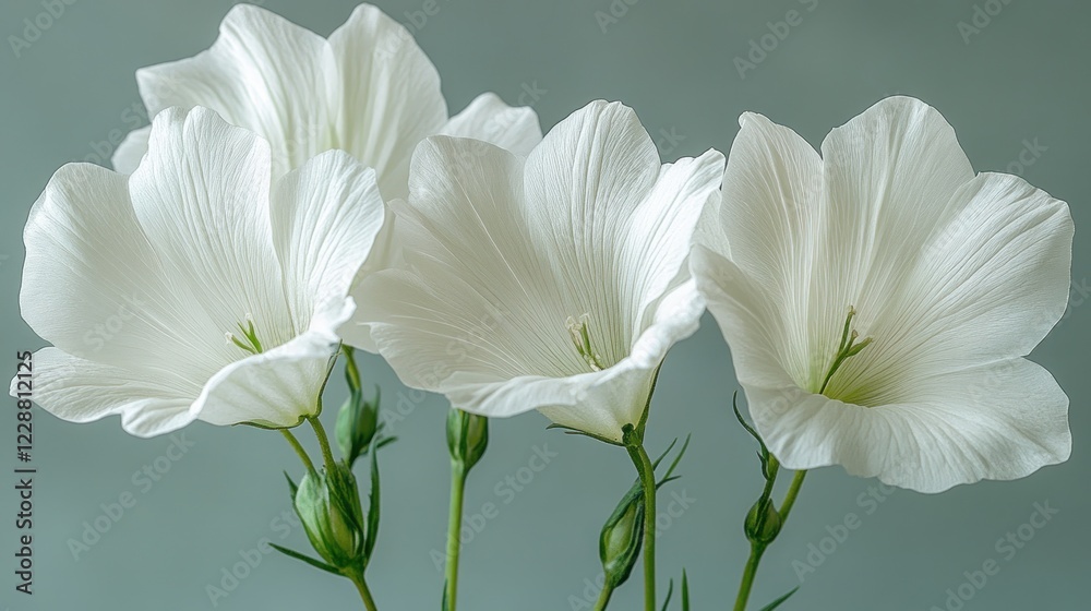 White flowers bloom, studio shot, serene background, greeting card White flowers bloom, studio shot, serene background, greeting card