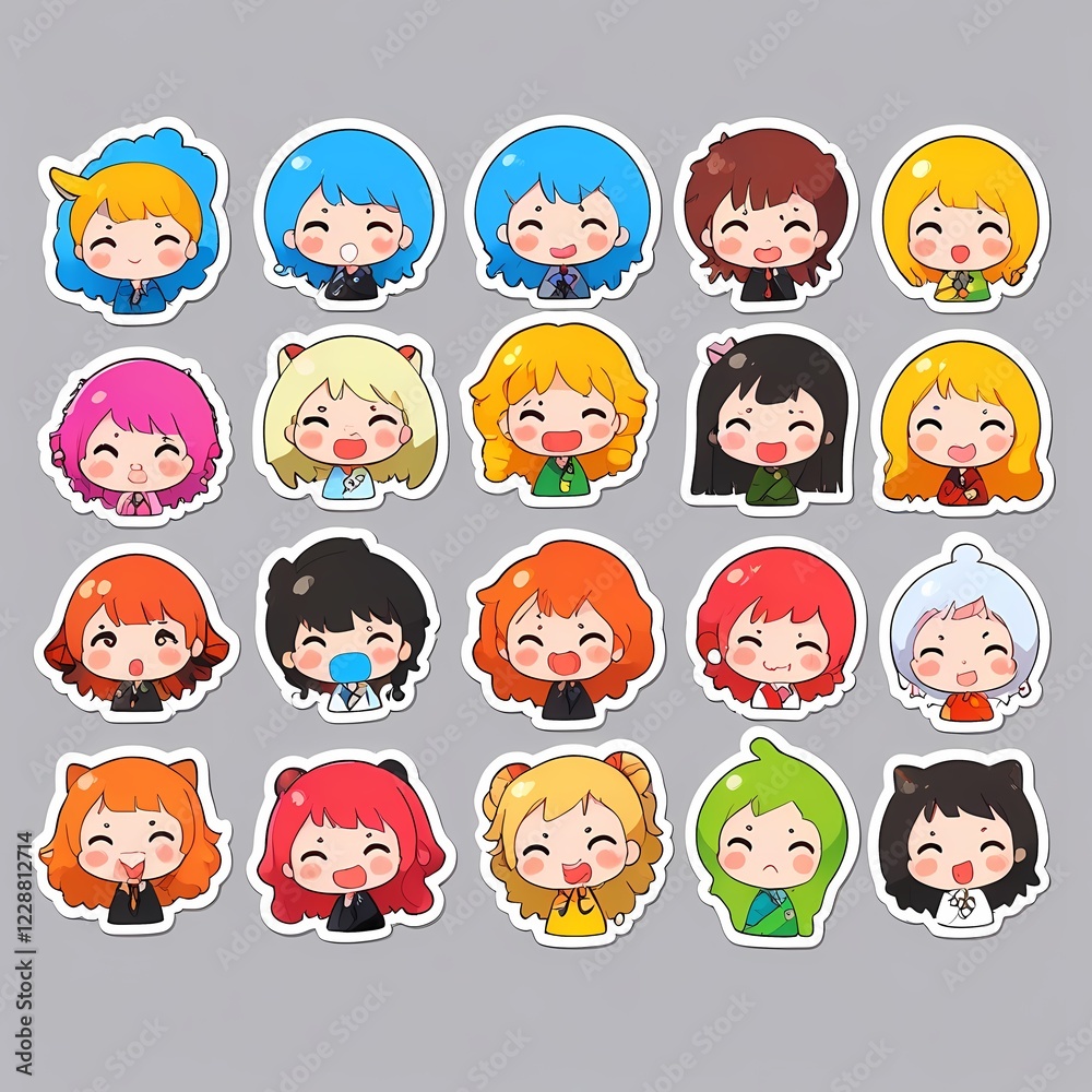 a set of 24 playful and mischievous character stickers, with each sticker featuring a cute, cheeky, and fun character. a set of 24 playful and mischievous character stickers, with each sticker featuring a cute, cheeky, and fun character.