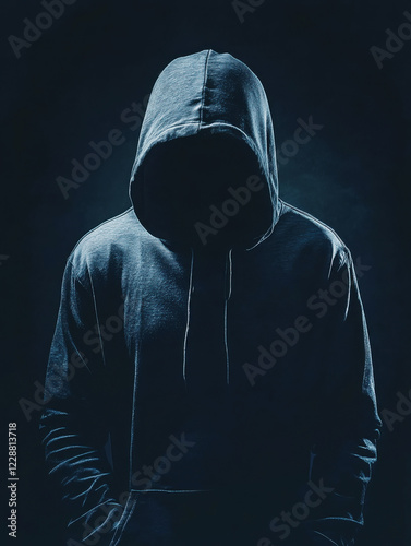 Anonymous dark faceless figure with hoodie on