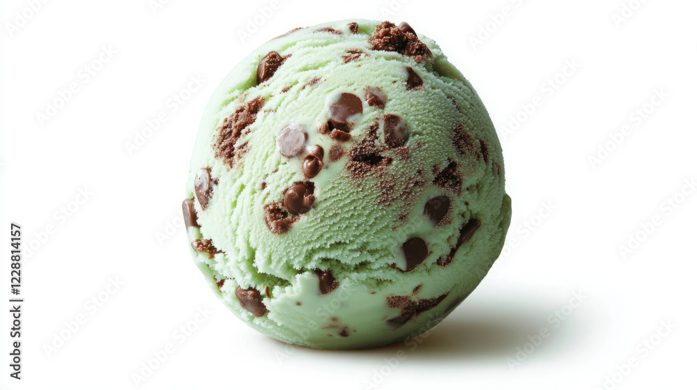 creamy mint chocolate chip ice cream scoop close-up with chocolate chips texture in isolated high-resolution food photography for dessert lovers featuring sweet frozen dairy treat creamy mint chocolate chip ice cream scoop close-up with chocolate chips texture in isolated high-resolution food photography for dessert lovers featuring sweet frozen dairy treat